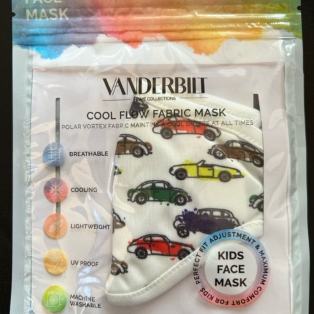 Bundle Deal!! 4 Kids Vanderbilt Breathable Cool Flow Fabric Face Mask Ages 3+